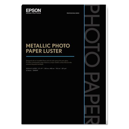 EPSON Professional Media Metallic Luster Photo Paper, 5.5 mil, 13 x 19, White, 25PK S045597